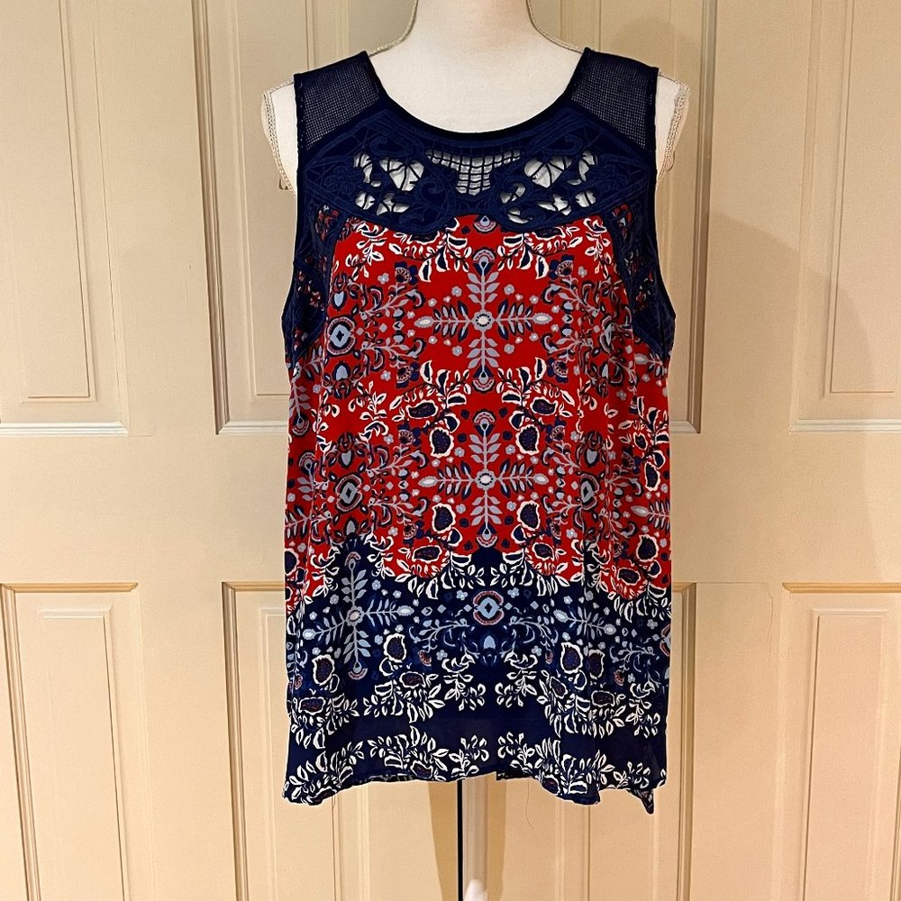 New Angelyne Button Back Detail Top  L | Navy